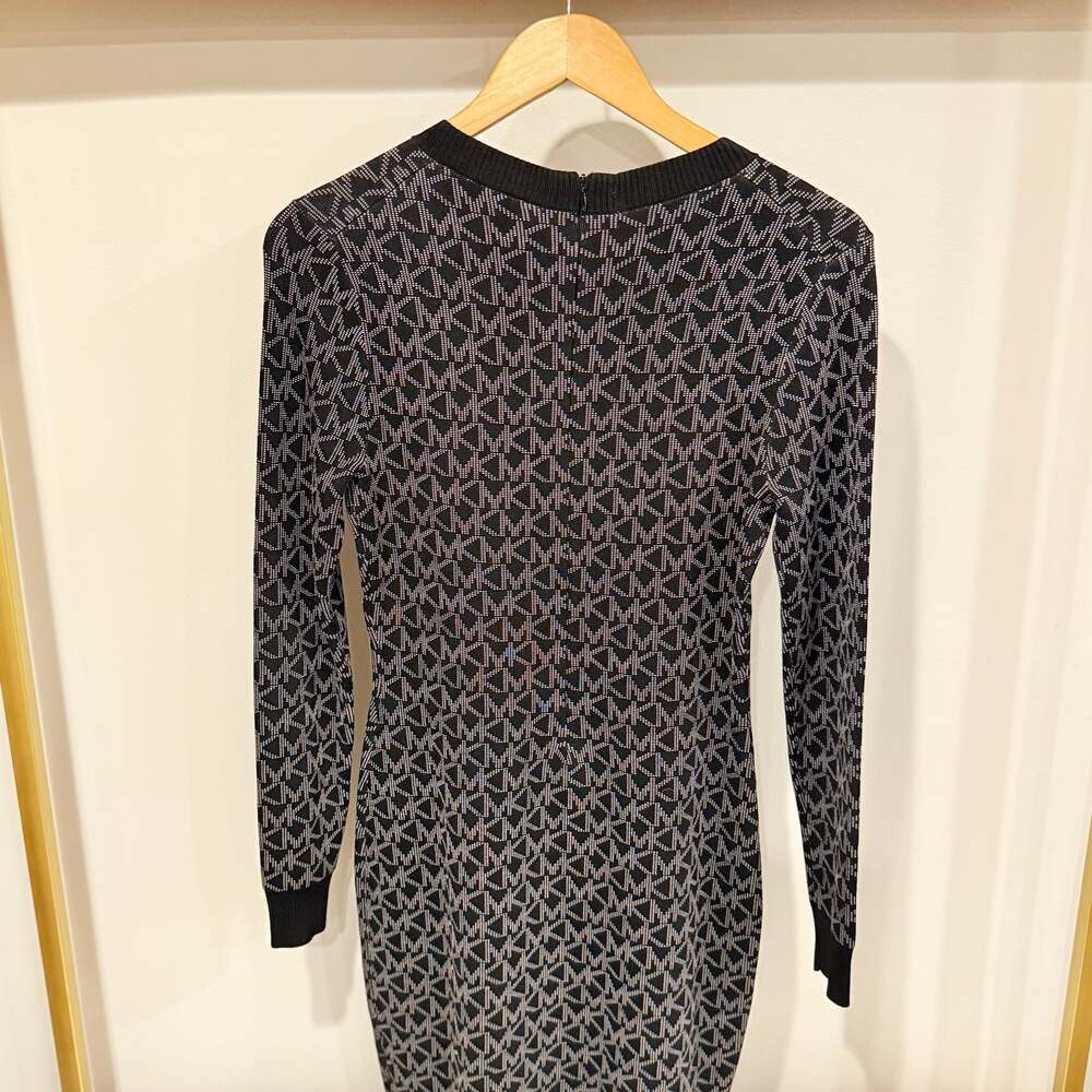 Michael Kors Black Logo Jacquard Mini Dress